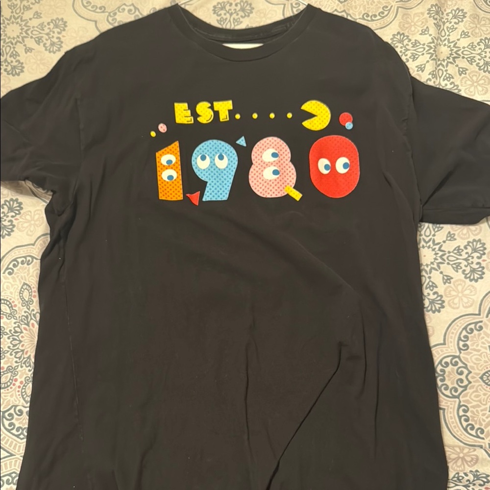 Black Graphic Tee with Colorful Print